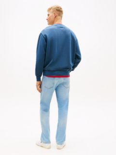 Logo Embroidery Washed Relaxed Fleece Sweatshirt — Blue 4