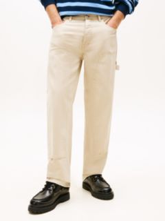 Jaimie Loose Straight Twill Carpenter Trousers — Beige 2