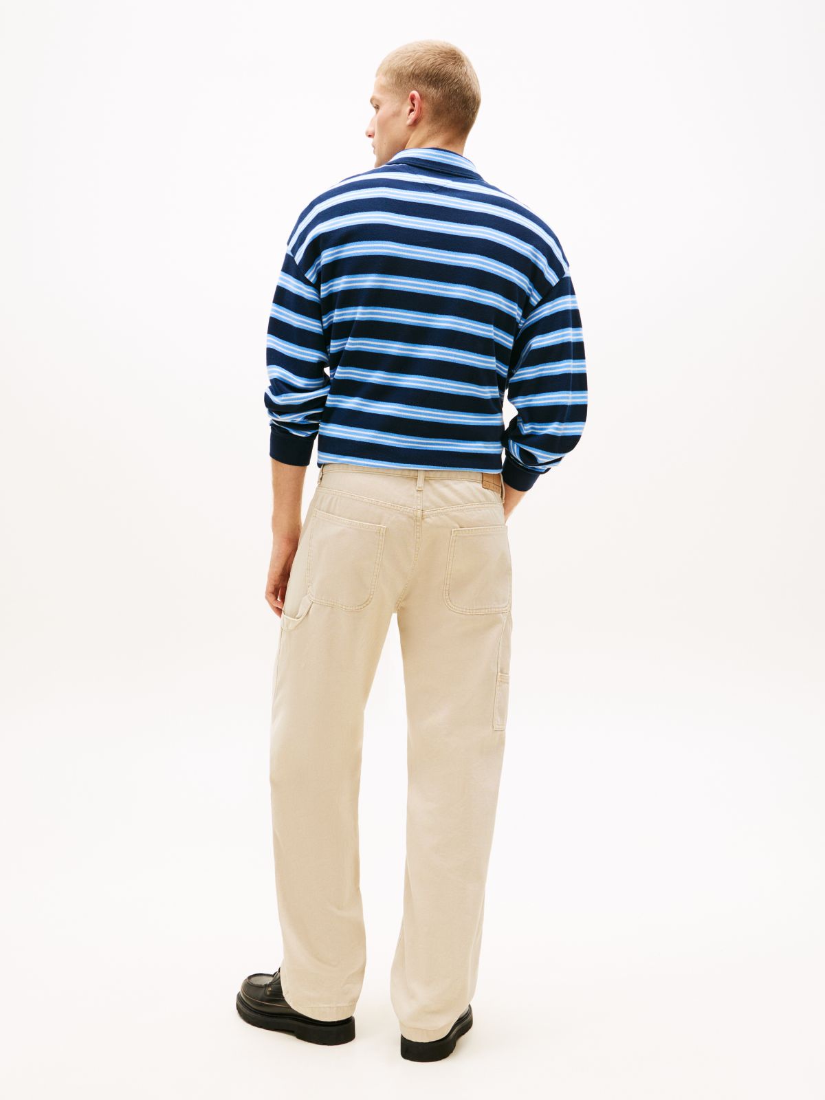 Jaimie Loose Straight Twill Carpenter Trousers — Beige