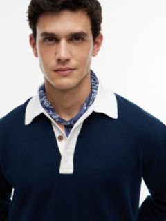 Contrast Collar Rugby Jumper — Blue 3
