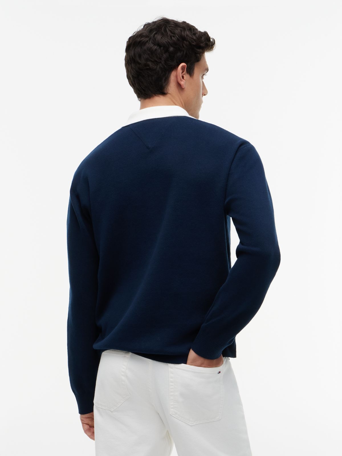 Contrast Collar Rugby Jumper — Blue
