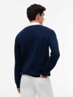 Contrast Collar Rugby Jumper — Blue 5