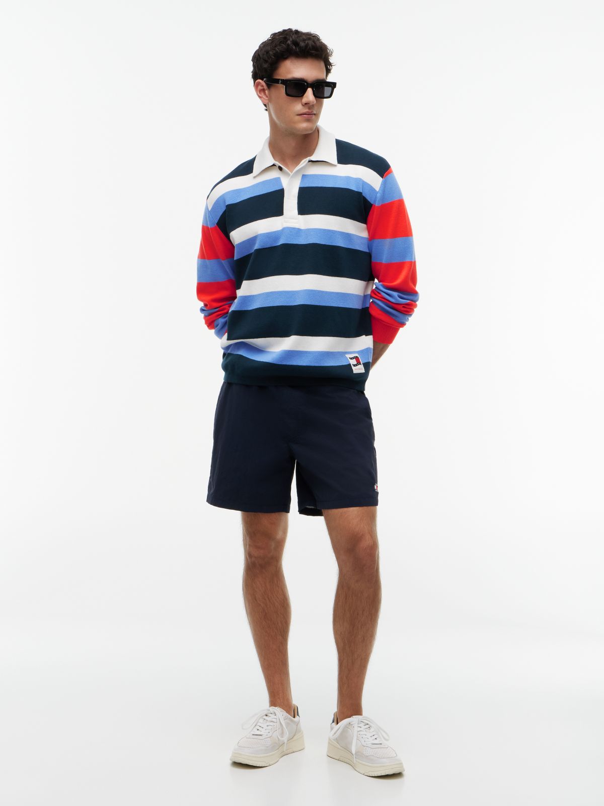 Contrast Collar Rugby Jumper — Blue
