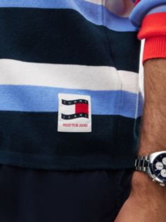 Contrast Collar Rugby Jumper — Blue 4