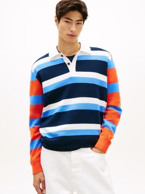 jersey de rugby con cuello a contraste blue de hombres tommy jeans