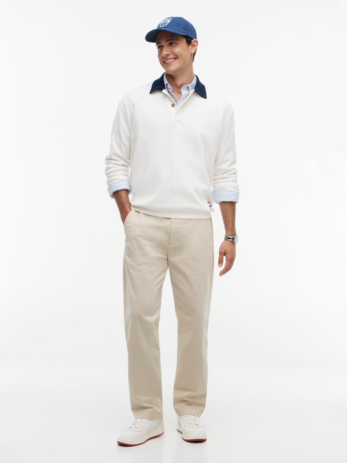 Contrast Collar Rugby Jumper — White
