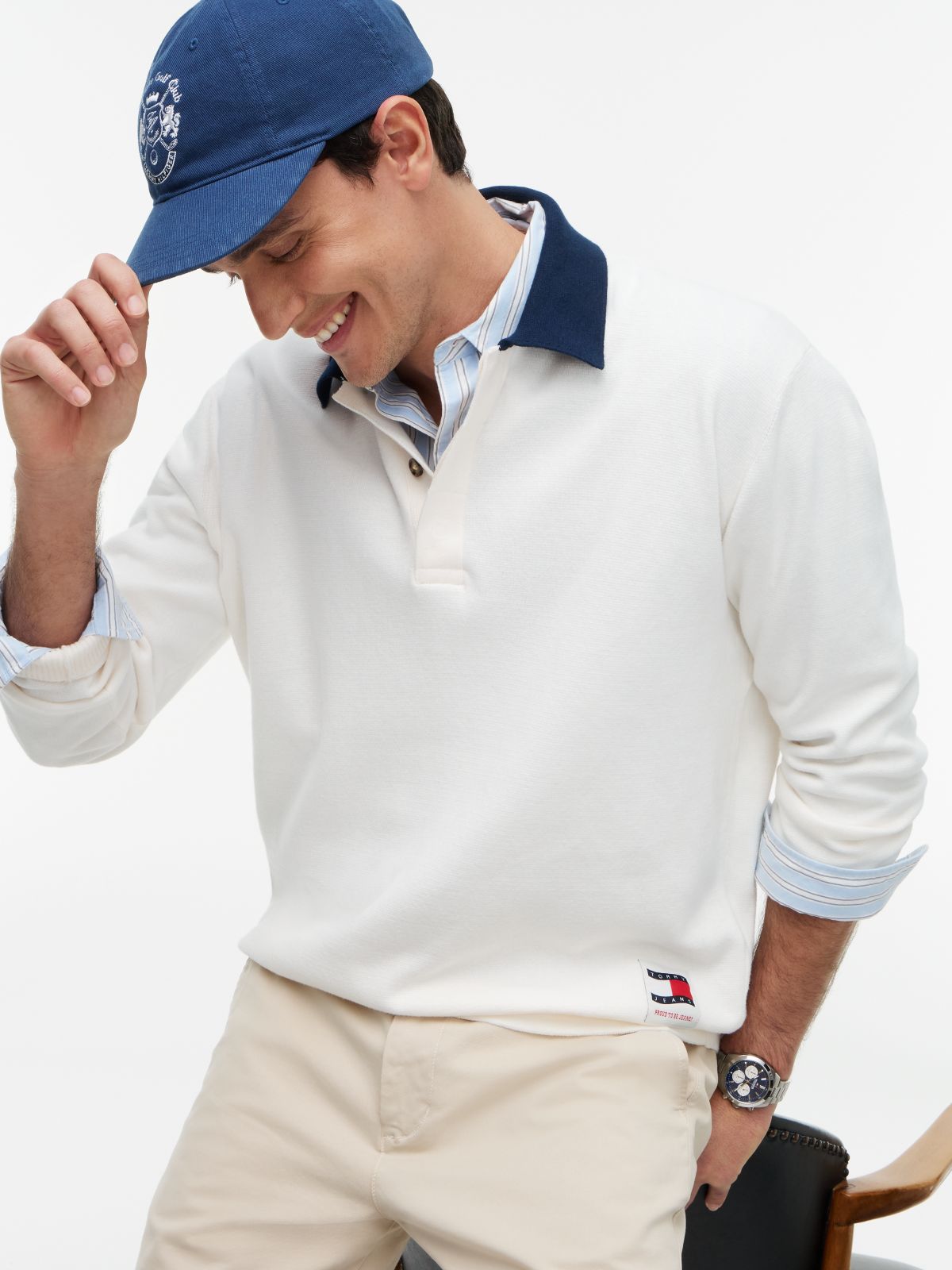 Contrast Collar Rugby Jumper — White