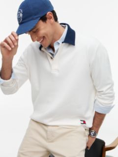 Contrast Collar Rugby Jumper — White 3