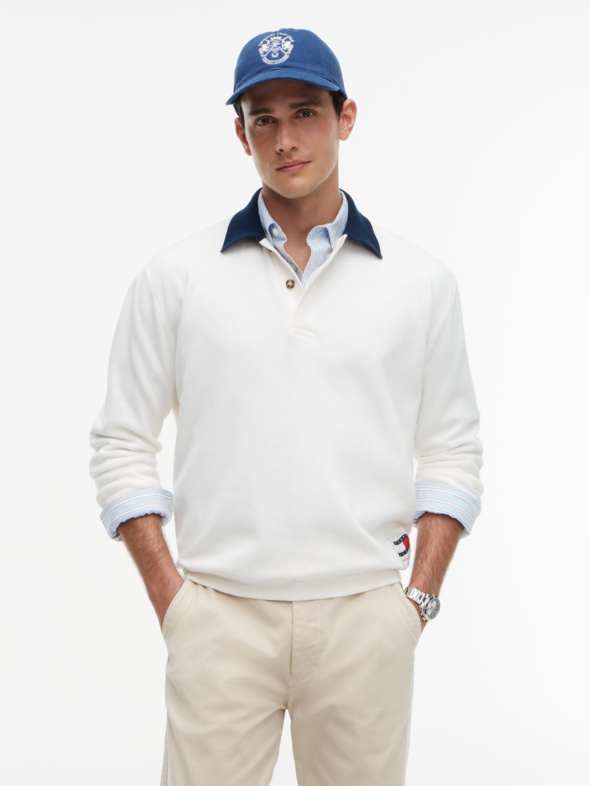 Contrast Collar Rugby Jumper — White