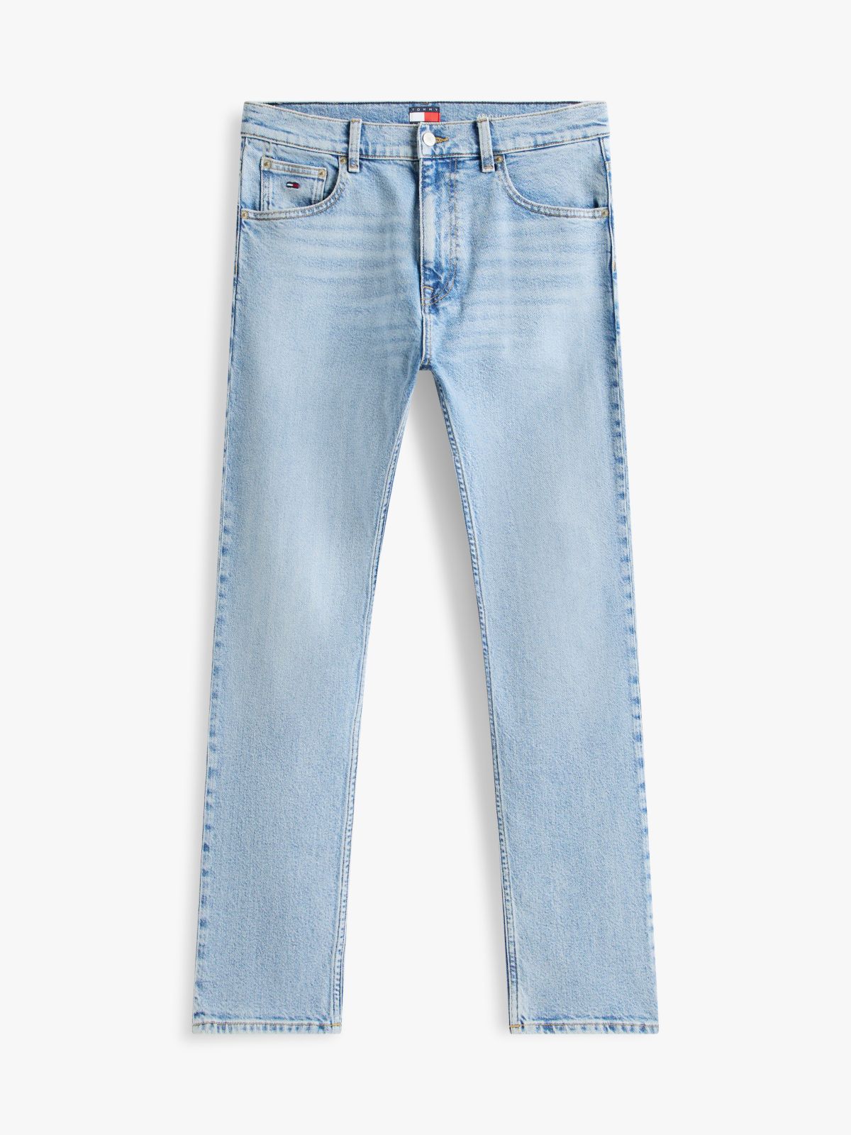 Whiskered Faded Slim Jeans — Blue