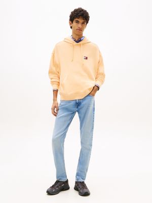 jeans slim fit sbiaditi con baffature blue da uomini tommy jeans