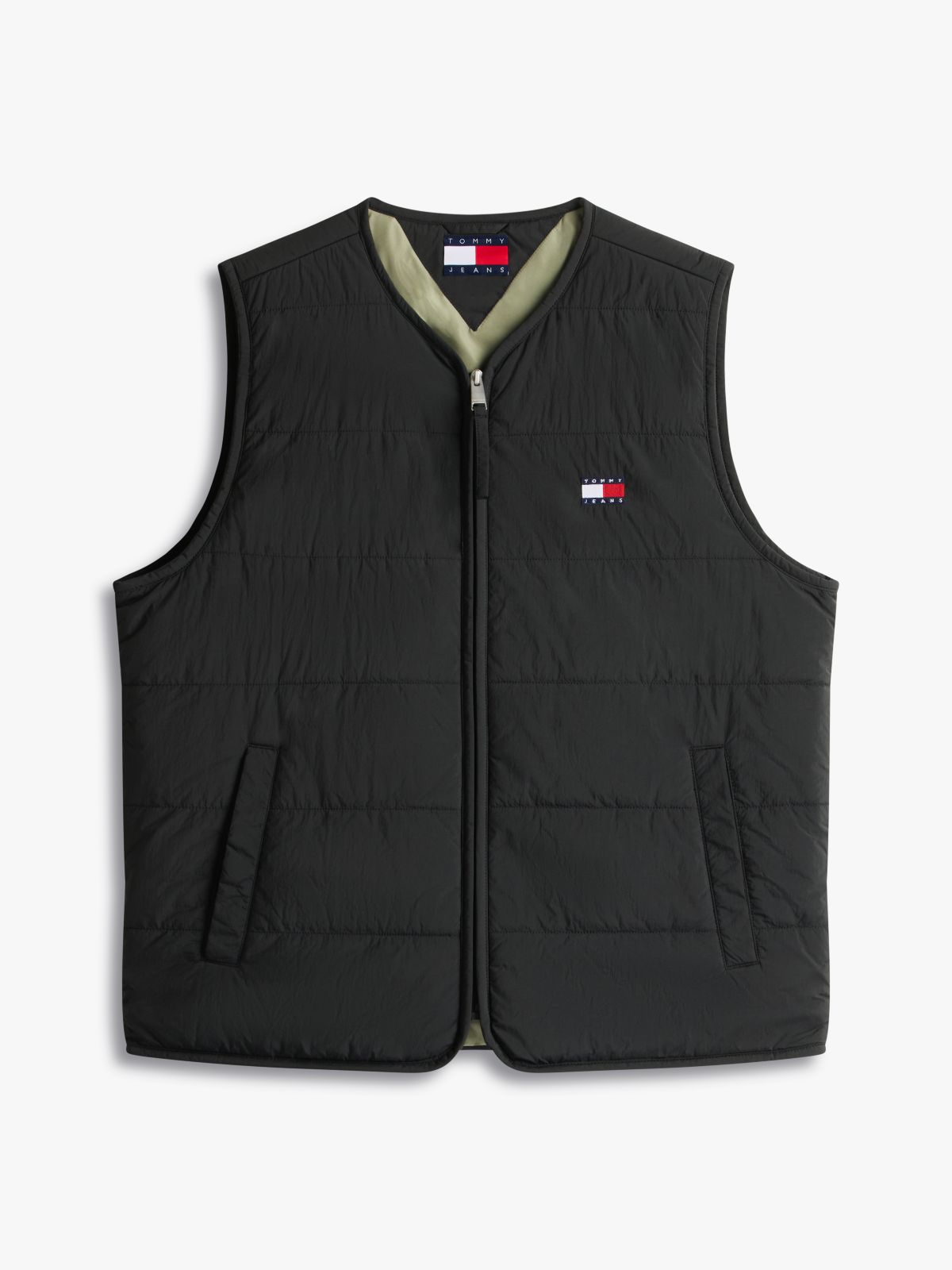 Water Repellent Colour-Blocked Back Logo Gilet — Black