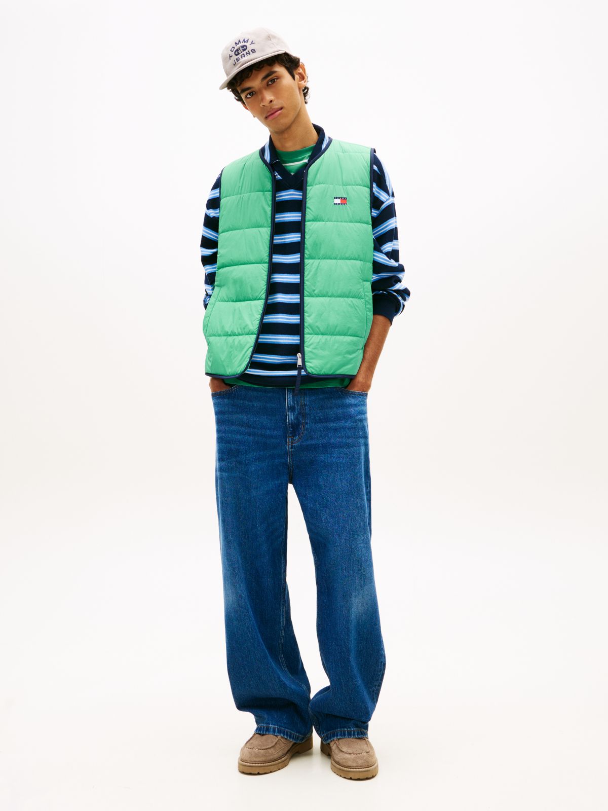 Water Repellent Colour-Blocked Back Logo Gilet — Green