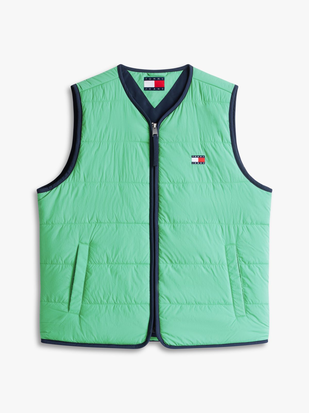 Water Repellent Colour-Blocked Back Logo Gilet — Green
