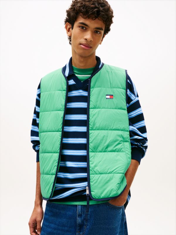Water Repellent Colour-Blocked Back Logo Gilet — Green