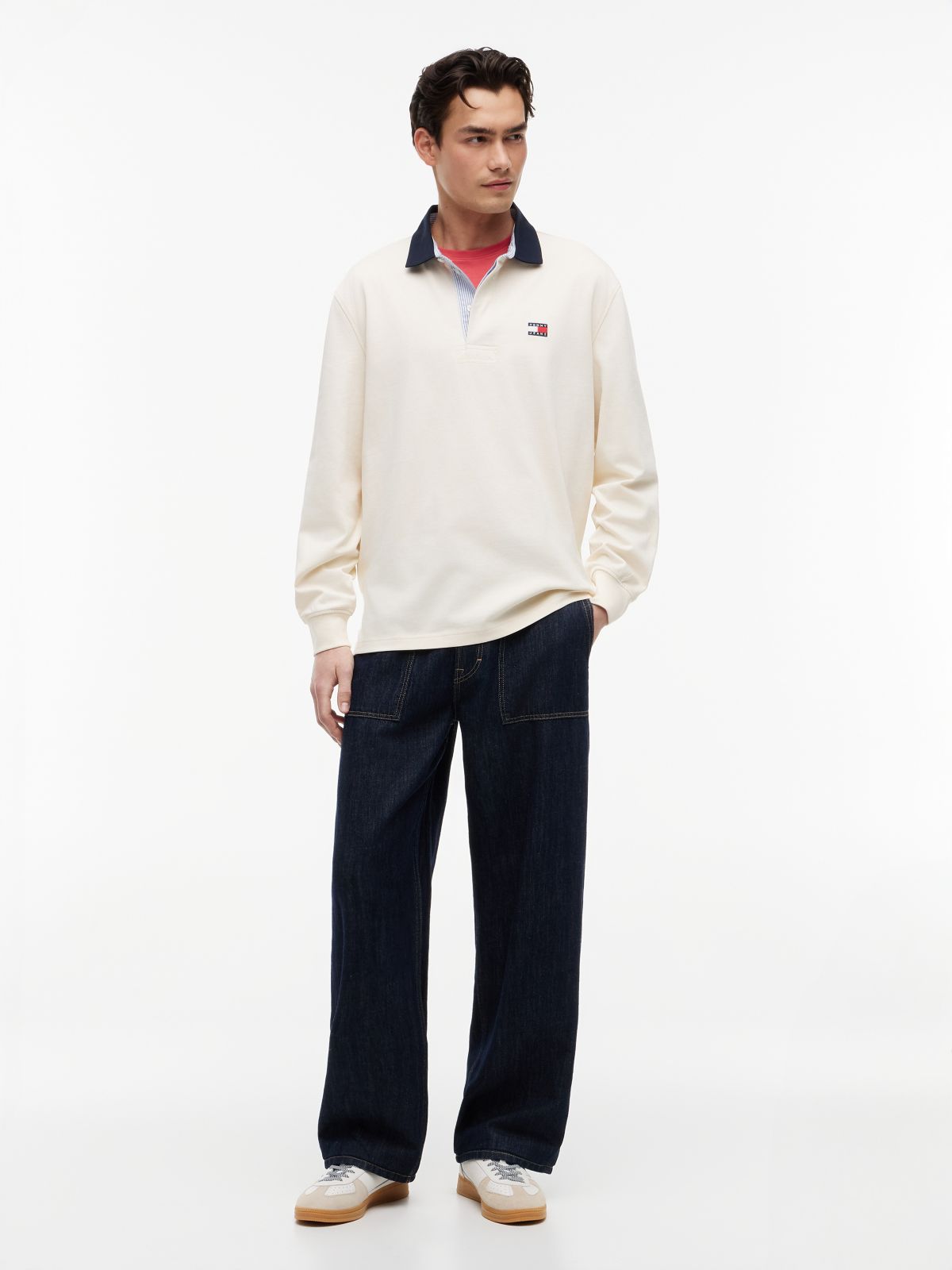 Tommy Badge Relaxed Rugby Shirt — Beige