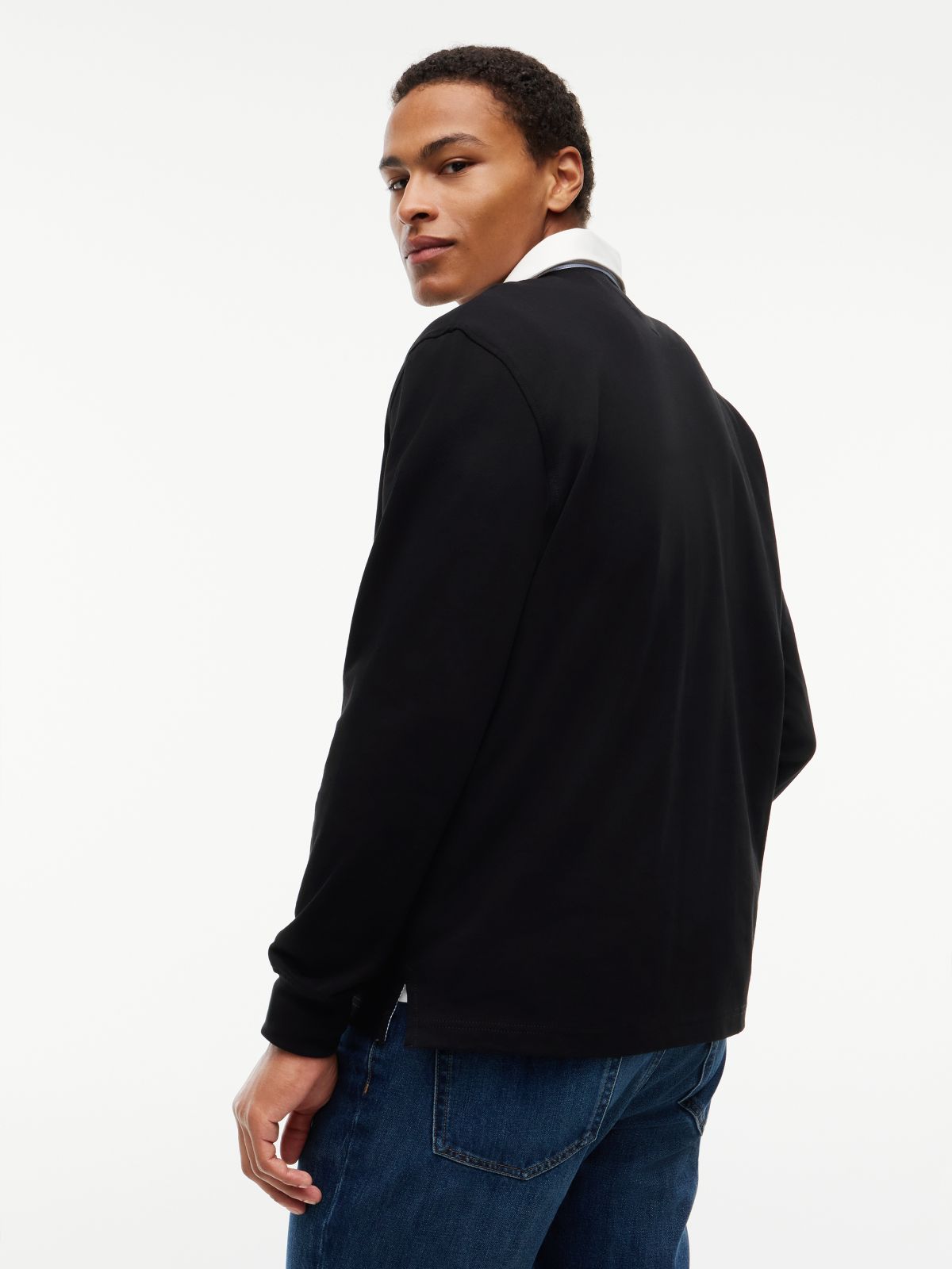 Tommy Badge Relaxed Rugby Shirt — Black
