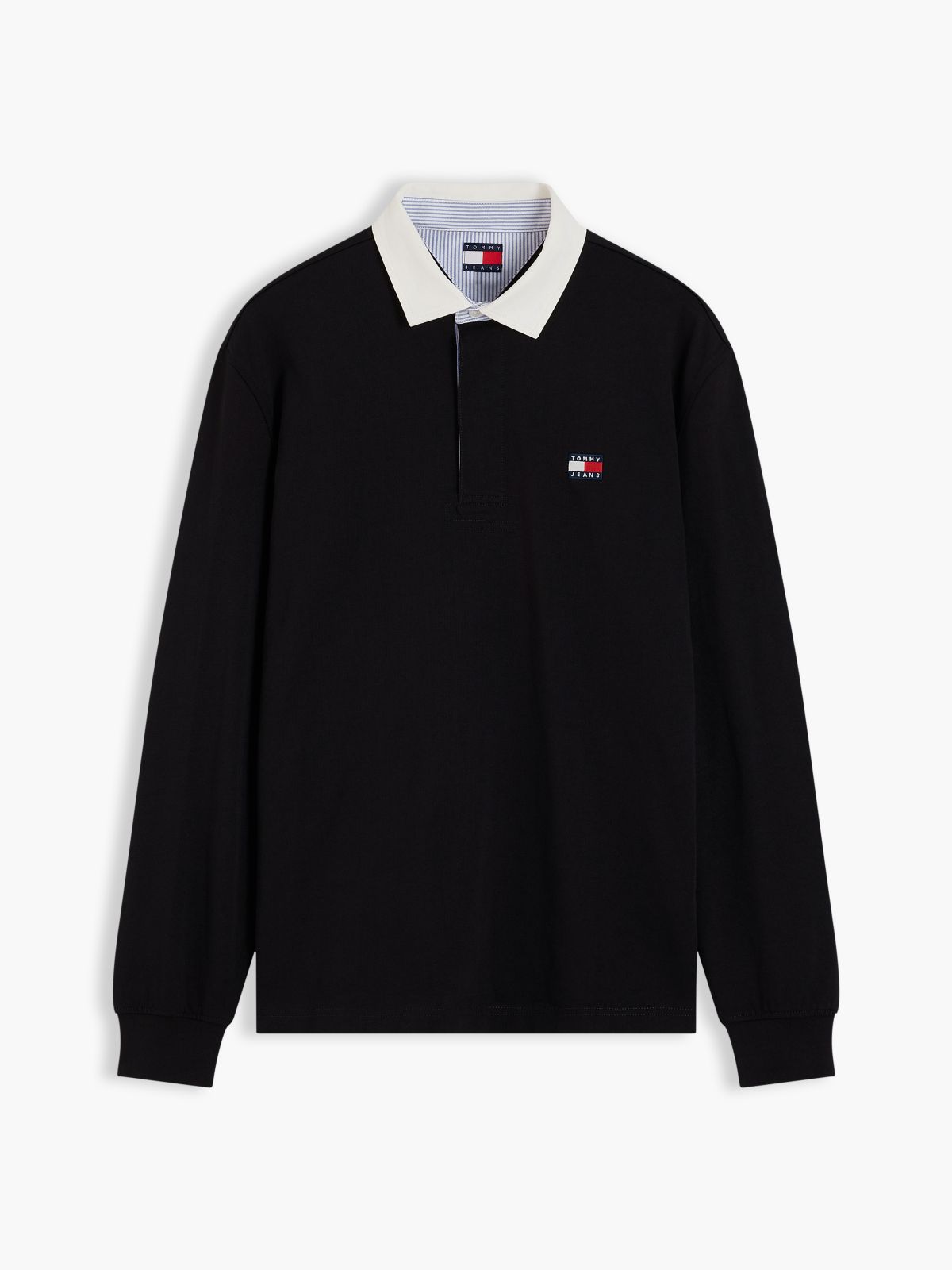 Tommy Badge Relaxed Rugby Shirt — Black