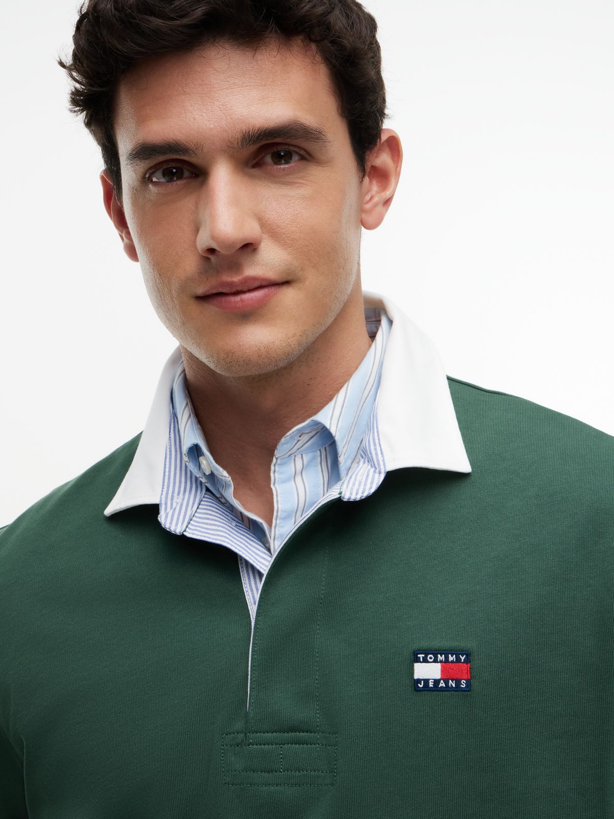 Tommy Badge Relaxed Rugby Shirt — Green