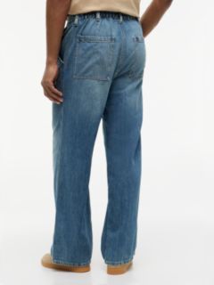 Theo Loose Faded Jeans With Linen — Blue 4