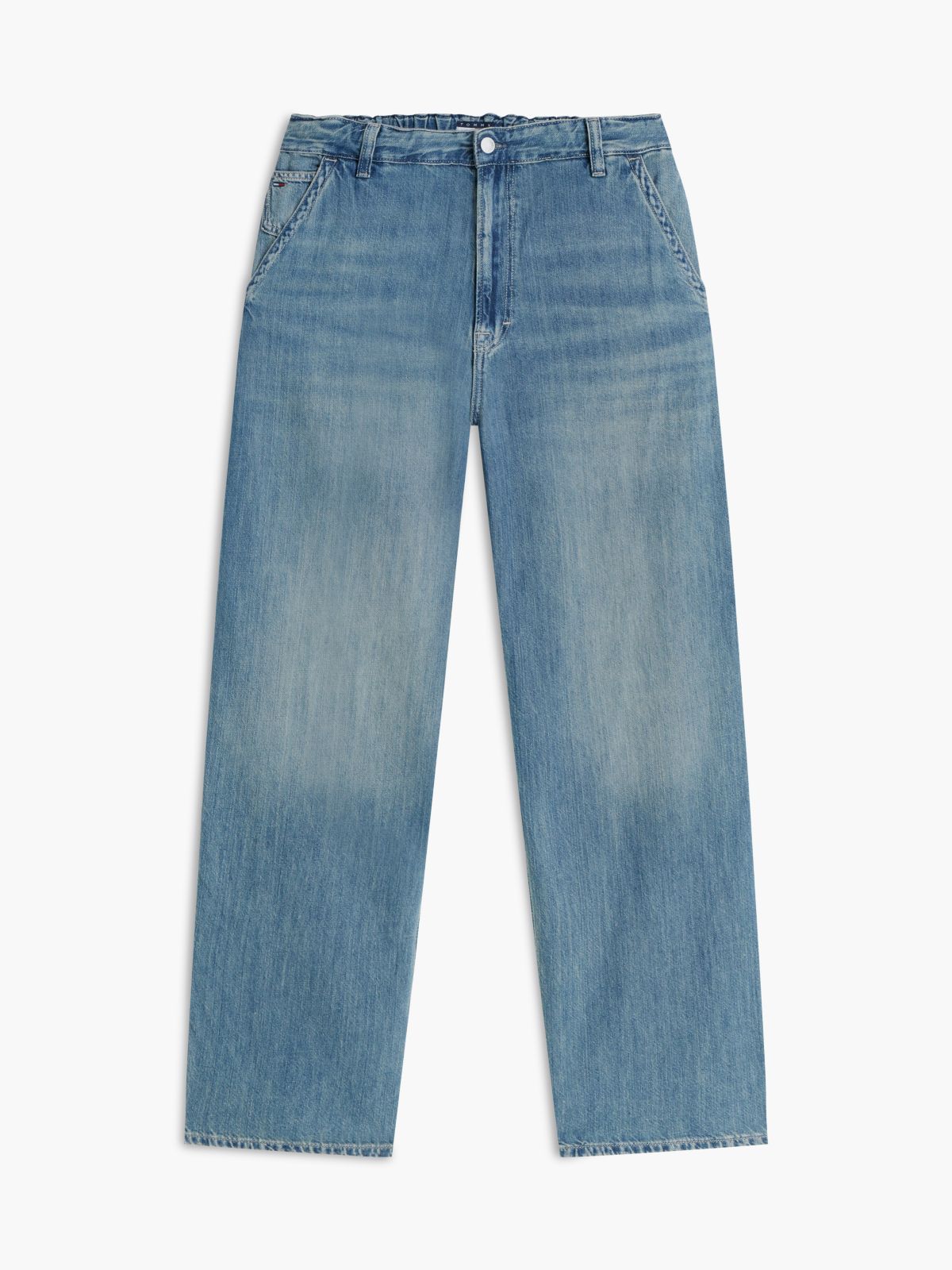Theo Loose Faded Jeans With Linen — Blue
