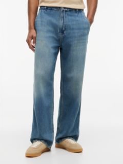 Theo Loose Faded Jeans With Linen — Blue 1