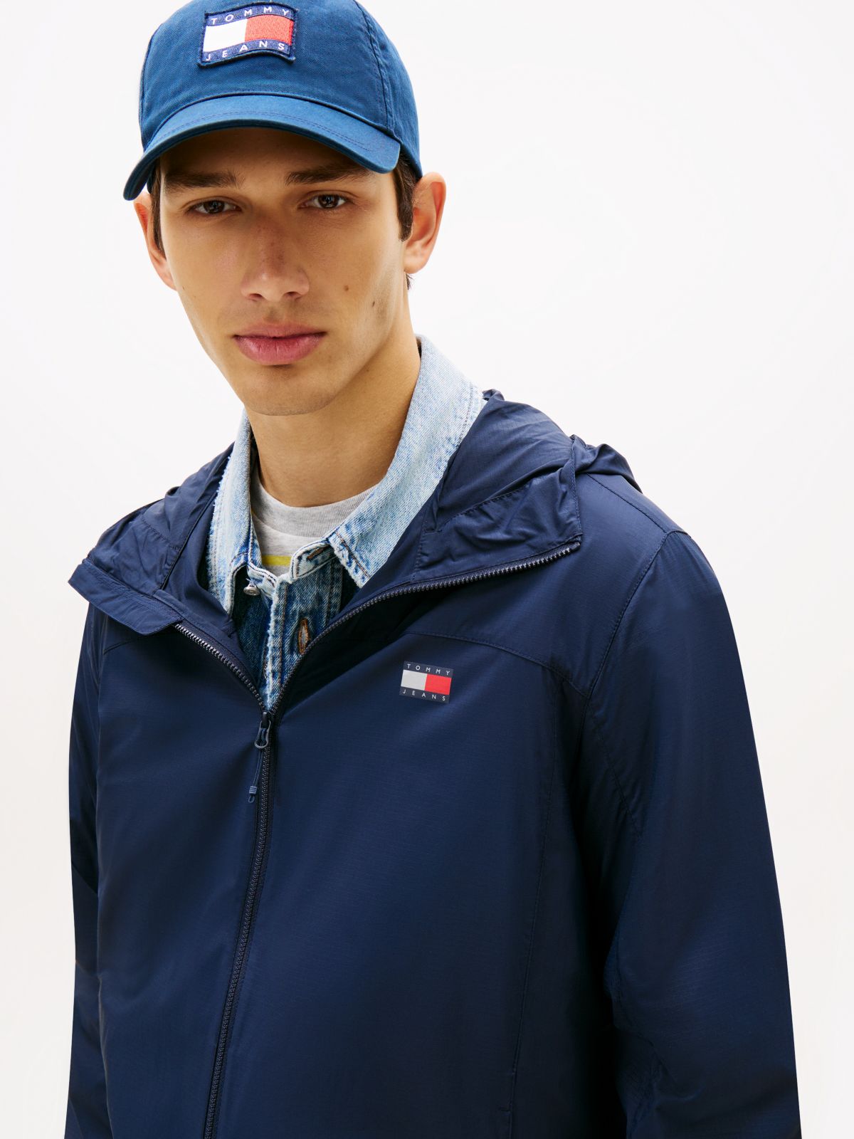 Water Repellent Ripstop Hooded Zip-Thru Jacket — Blue