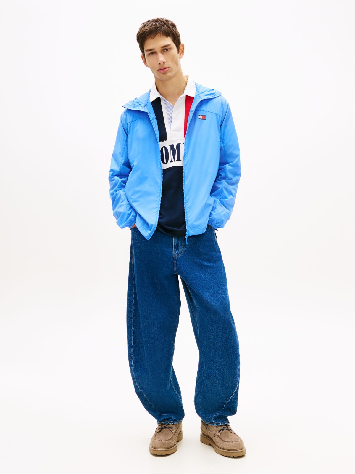 Water Repellent Ripstop Hooded Zip-Thru Jacket — Blue