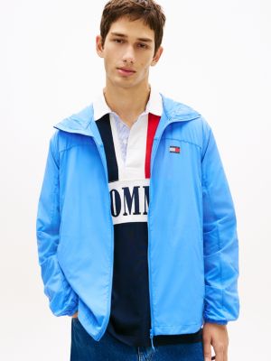 veste à capuche zippée en ripstop déperlante blue pour hommes tommy jeans