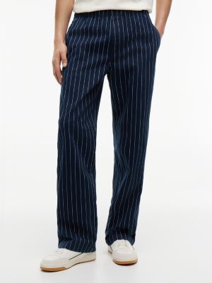 blue jaimie relaxed pinstripe twill trousers for men tommy jeans
