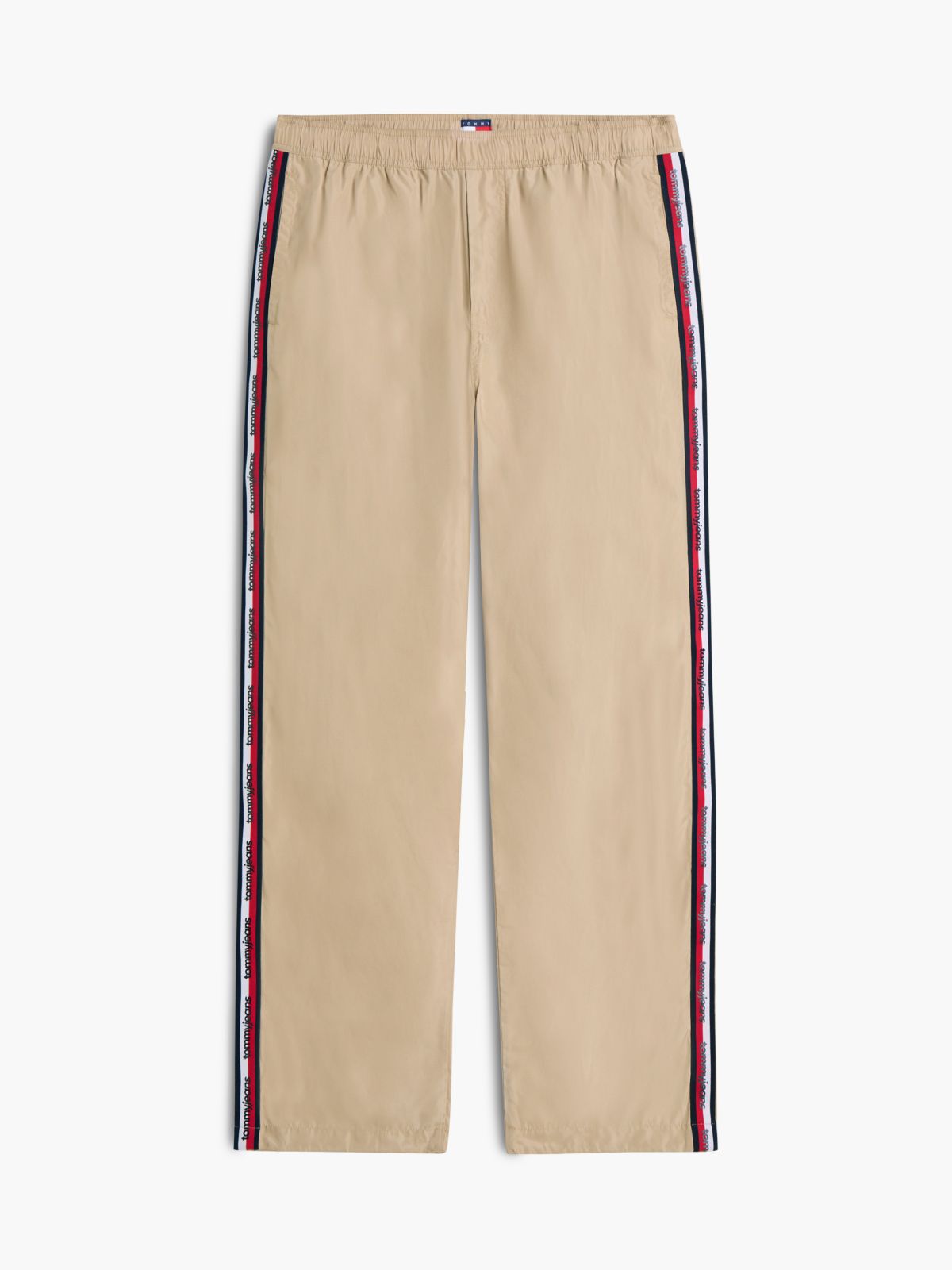Jaimie Loose Straight Global Stripe Tape Trousers — Beige