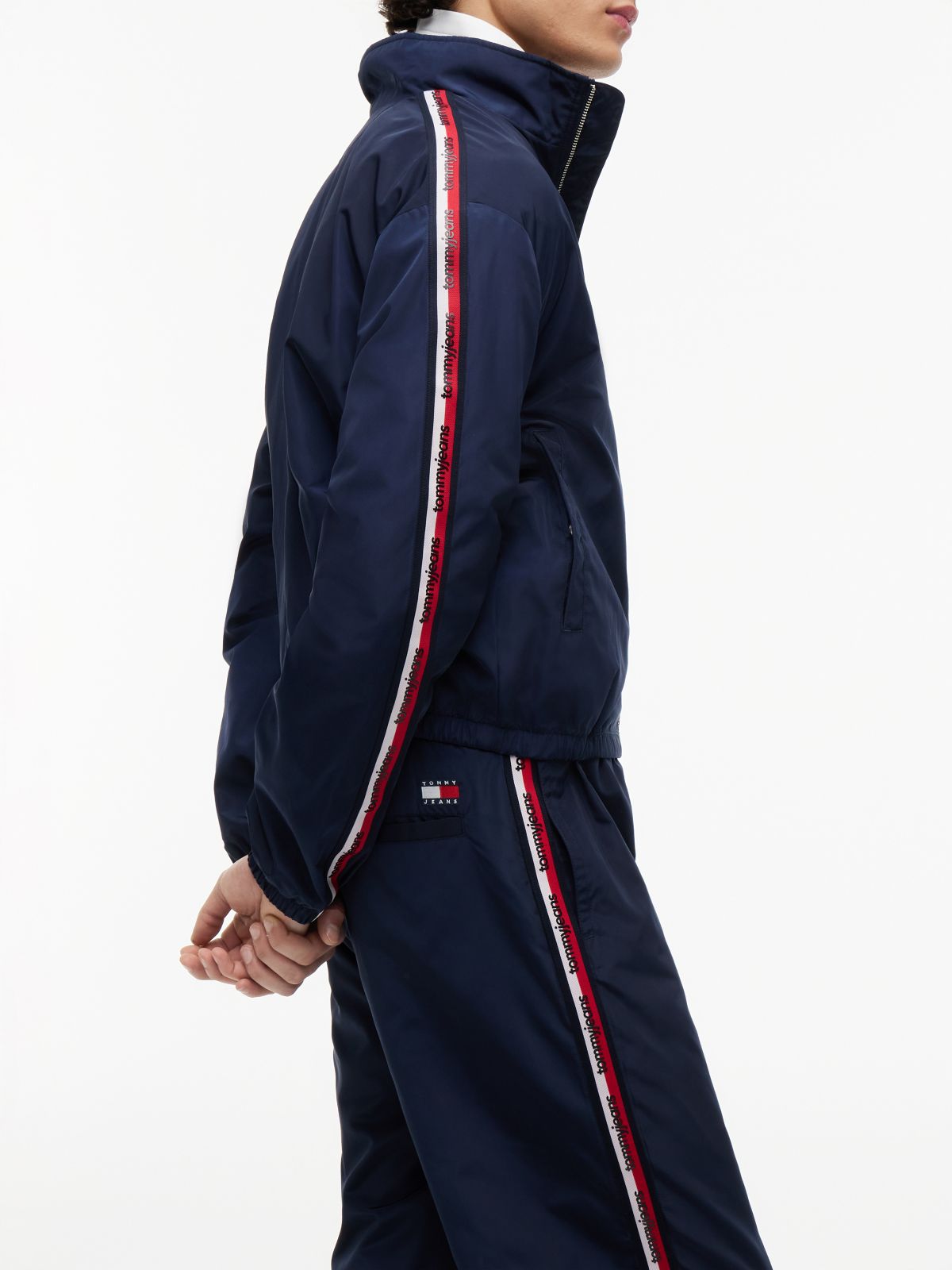 Jaimie Loose Straight Global Stripe Tape Trousers — Blue
