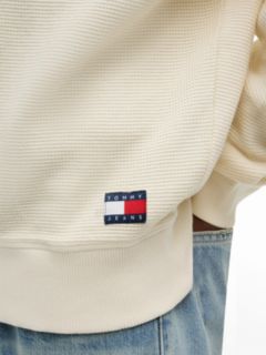 Washed Waffle Knit Relaxed Sweatshirt — Beige 3