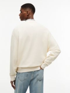 Washed Waffle Knit Relaxed Sweatshirt — Beige 4
