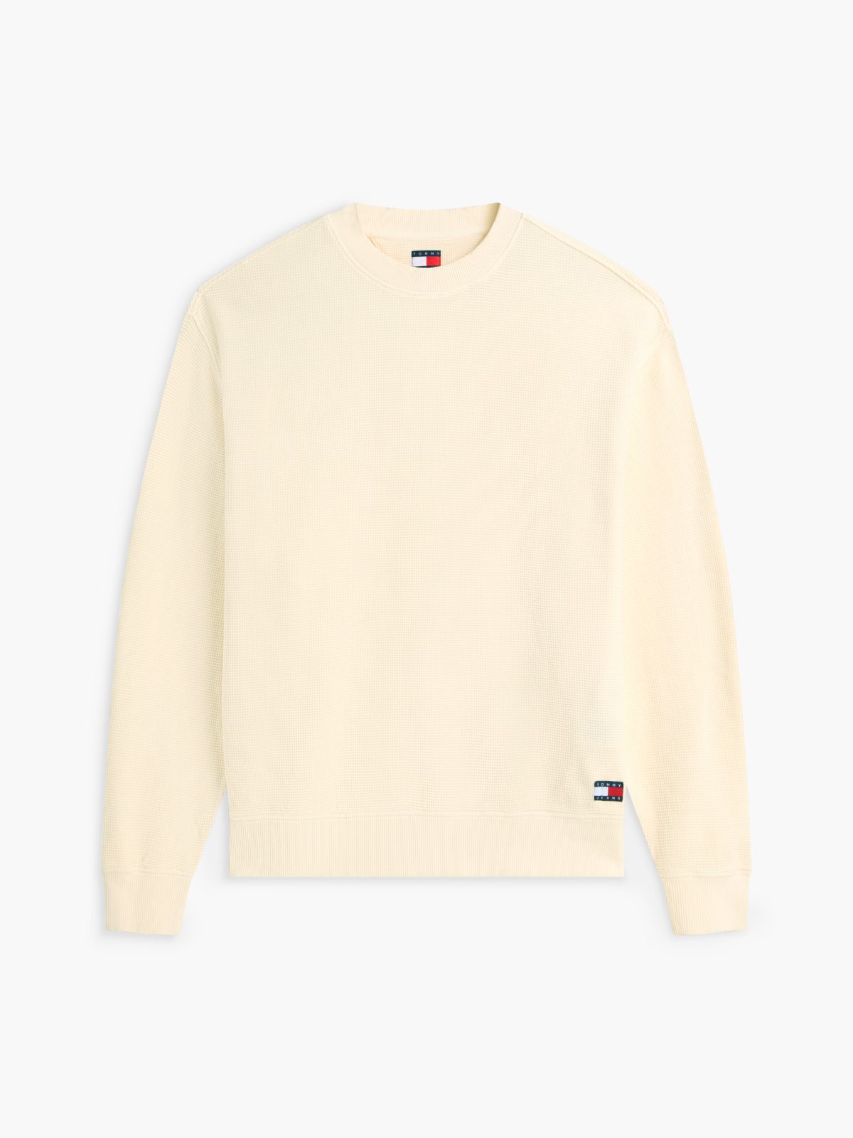 Washed Waffle Knit Relaxed Sweatshirt — Beige