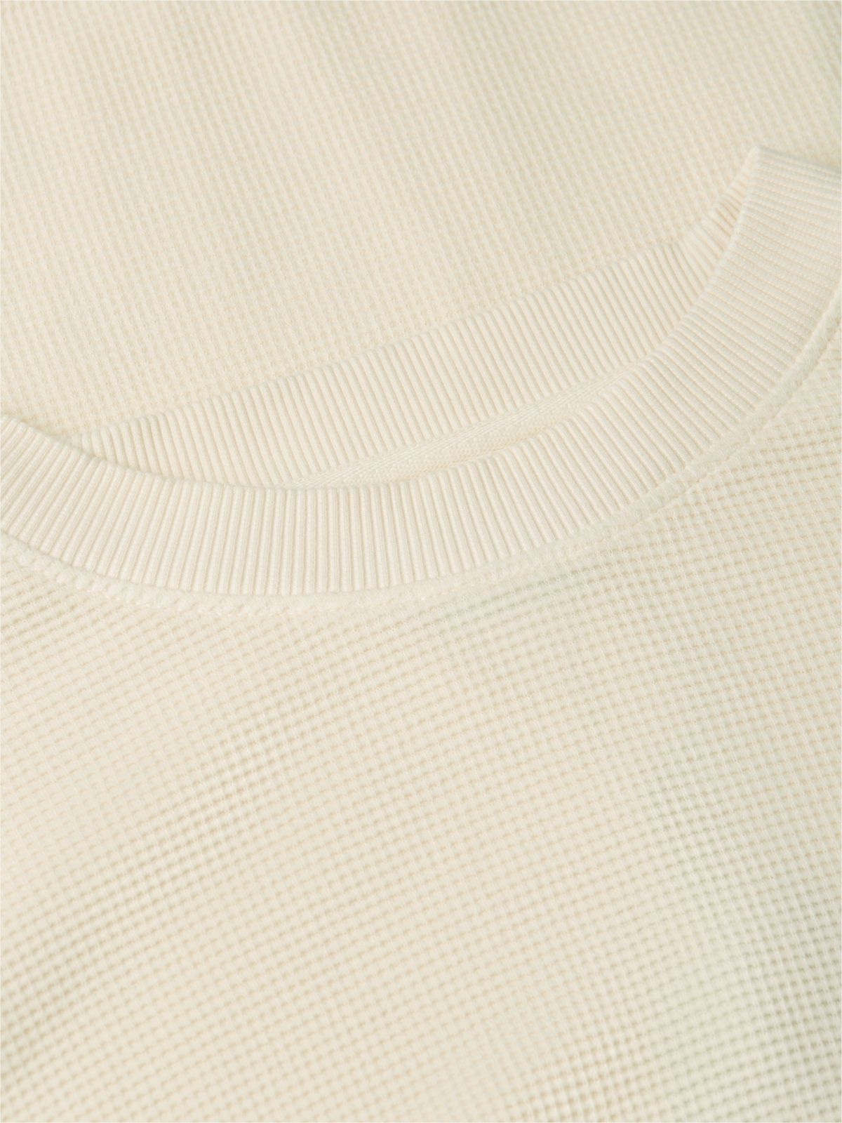 Washed Waffle Knit Relaxed Sweatshirt — Beige