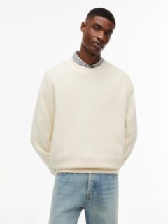 Washed Waffle Knit Relaxed Sweatshirt — Beige 1