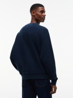 Washed Waffle Knit Relaxed Sweatshirt — Blue 4