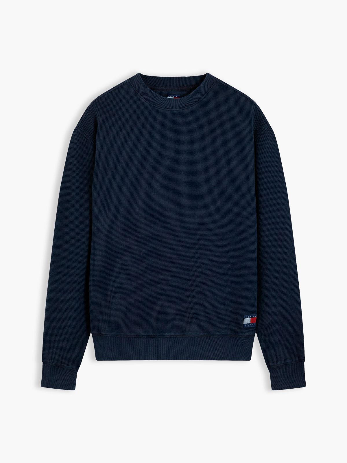 Washed Waffle Knit Relaxed Sweatshirt — Blue