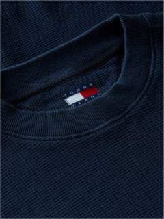 Washed Waffle Knit Relaxed Sweatshirt — Blue 6