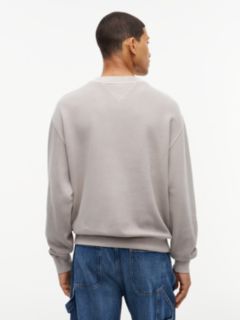 Washed Waffle Knit Relaxed Sweatshirt — Grey 4