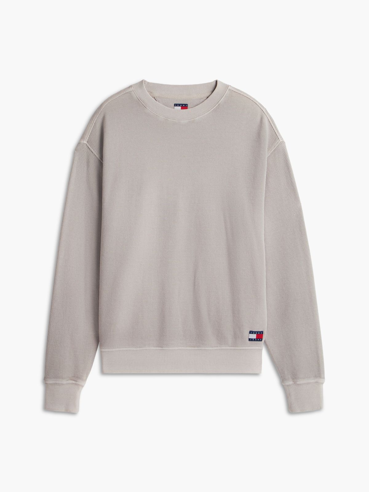 Washed Waffle Knit Relaxed Sweatshirt — Grey