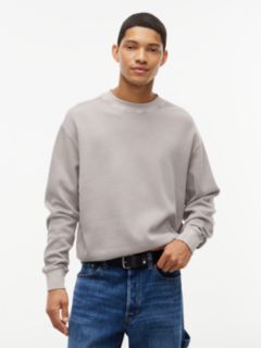 Washed Waffle Knit Relaxed Sweatshirt — Grey 1
