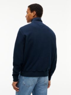 Waffle Knit Relaxed Quarter-Zip Sweatshirt — Blue 4
