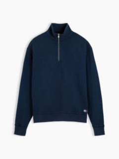 Waffle Knit Relaxed Quarter-Zip Sweatshirt — Blue 5