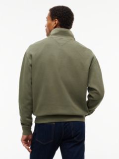 Waffle Knit Relaxed Quarter-Zip Sweatshirt — Green 4