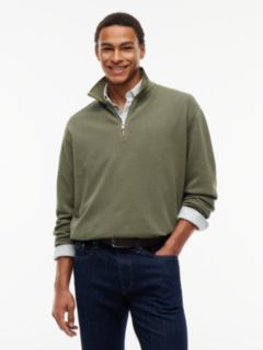Waffle Knit Relaxed Quarter-Zip Sweatshirt — Green 1