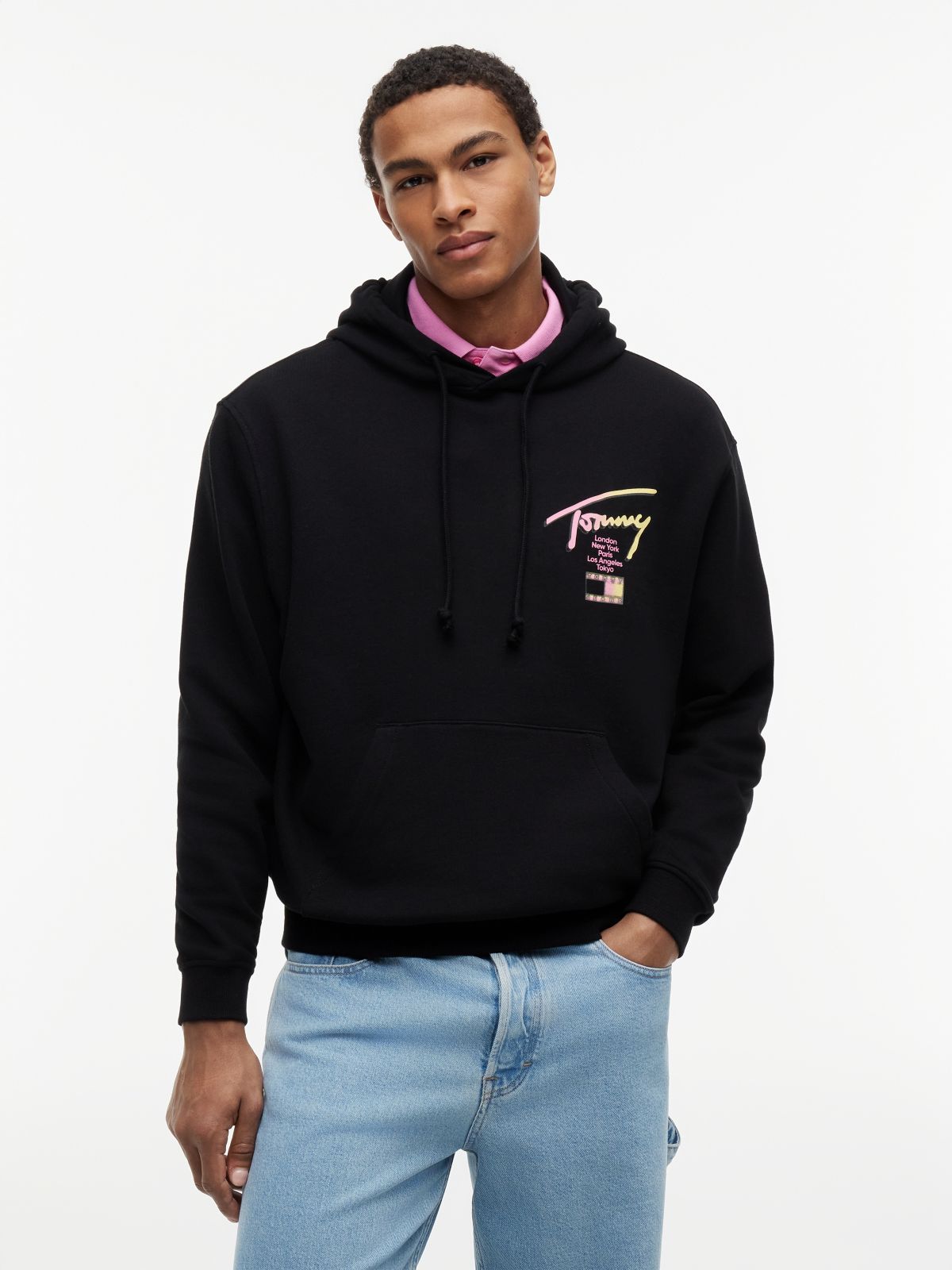Signature Back Logo Relaxed Hoody — Black