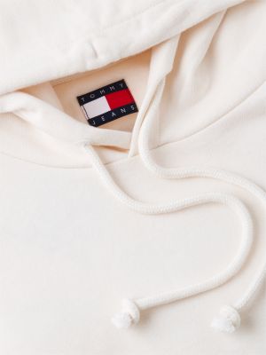 felpa signature relaxed fit con logo sul retro bianco da uomini tommy jeans