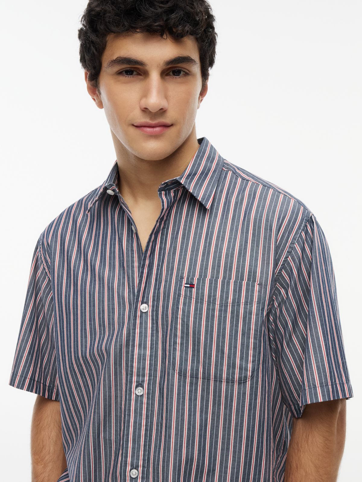 Relaxed Fit Stripe Short Sleeve Shirt — Multi